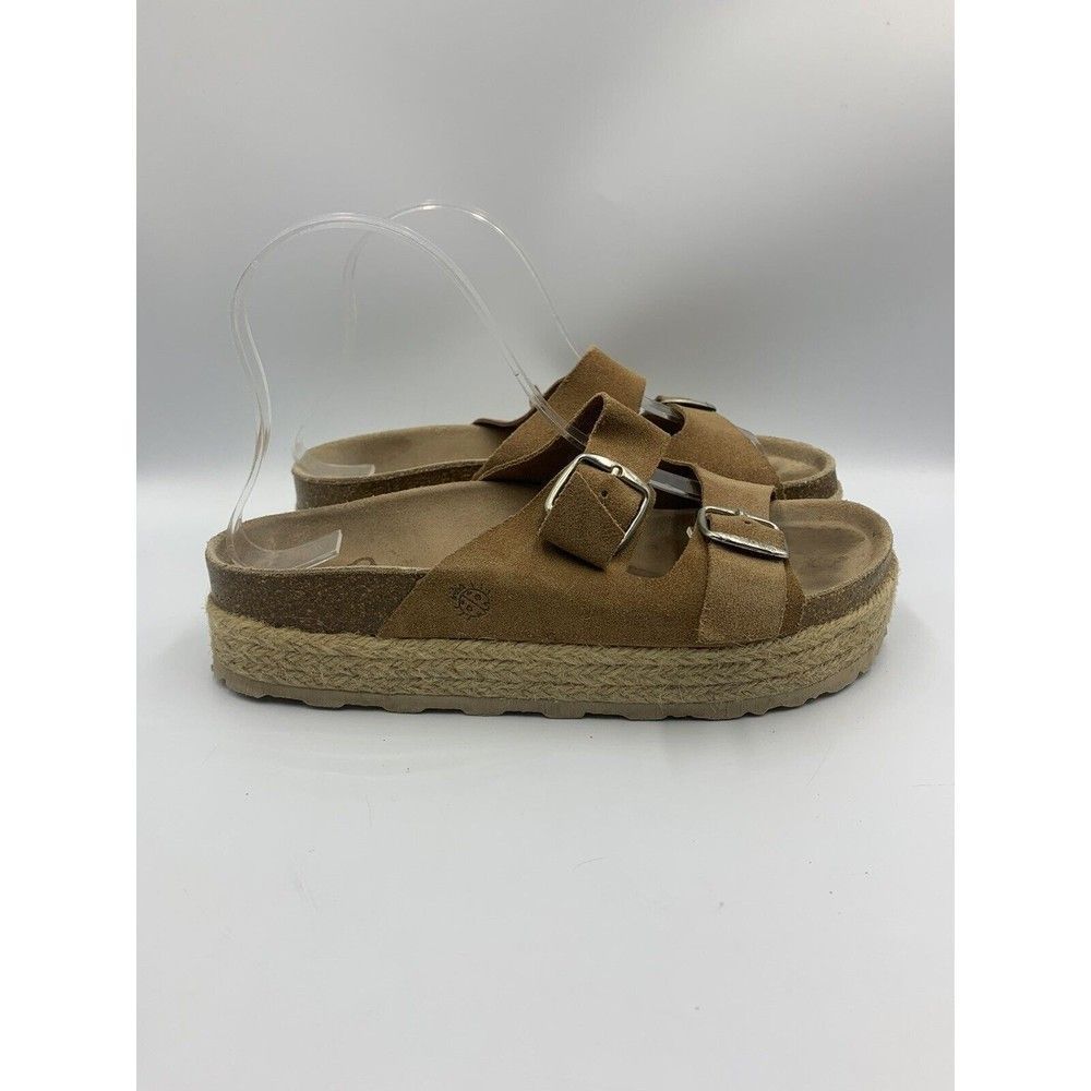 Women’s Double Buckle Suede Sandals in Brown - Picture 4 of 8